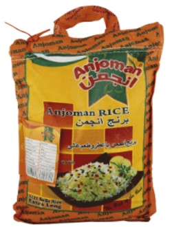 <div>Kantajien Anjoman-riisin tuotepakkaus.</div>